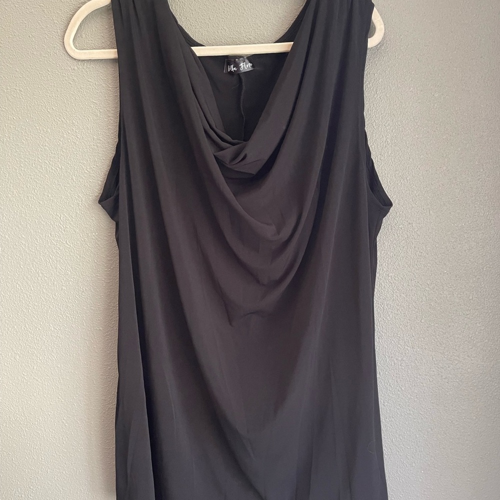 Elegant Black Drape Neck Tank Top